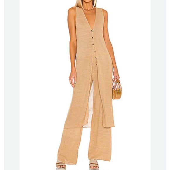 Cult Gaia Holly Linen Blend Tangerine Sleeveless Long Knit Top Cardigan Small - Picture 7 of 8